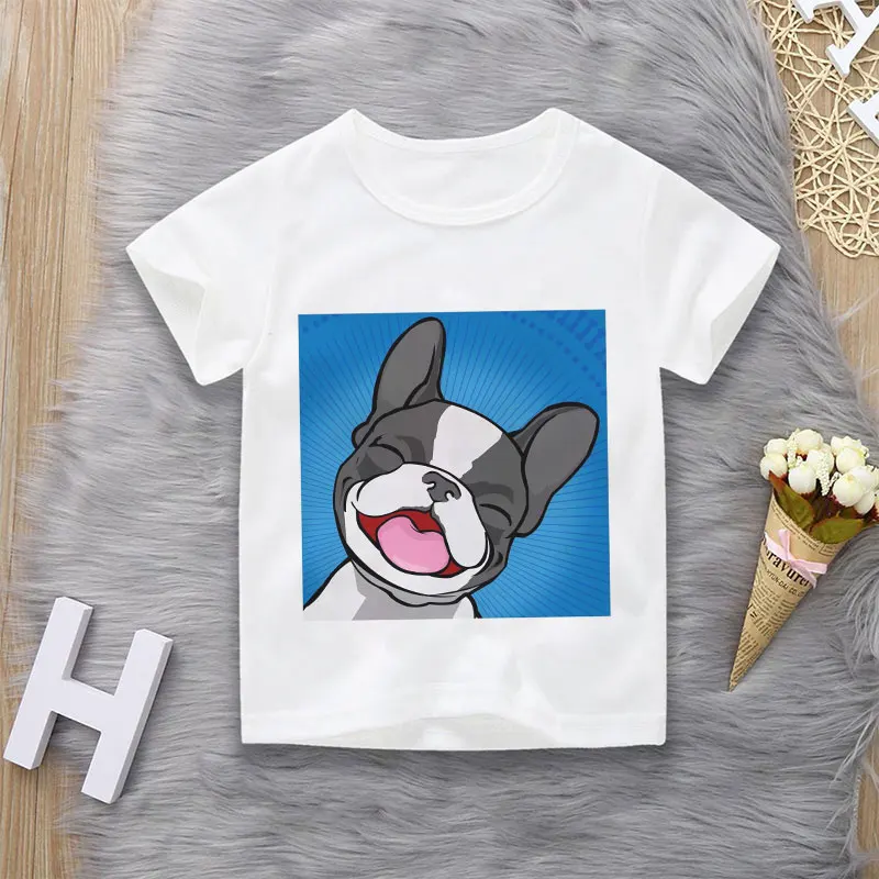 Kawaii детская футболка забавная собака Giggle бег Шаблон Новая футболка для девочек детские милые футболки для мальчиков Повседневная мода вокруг шеи