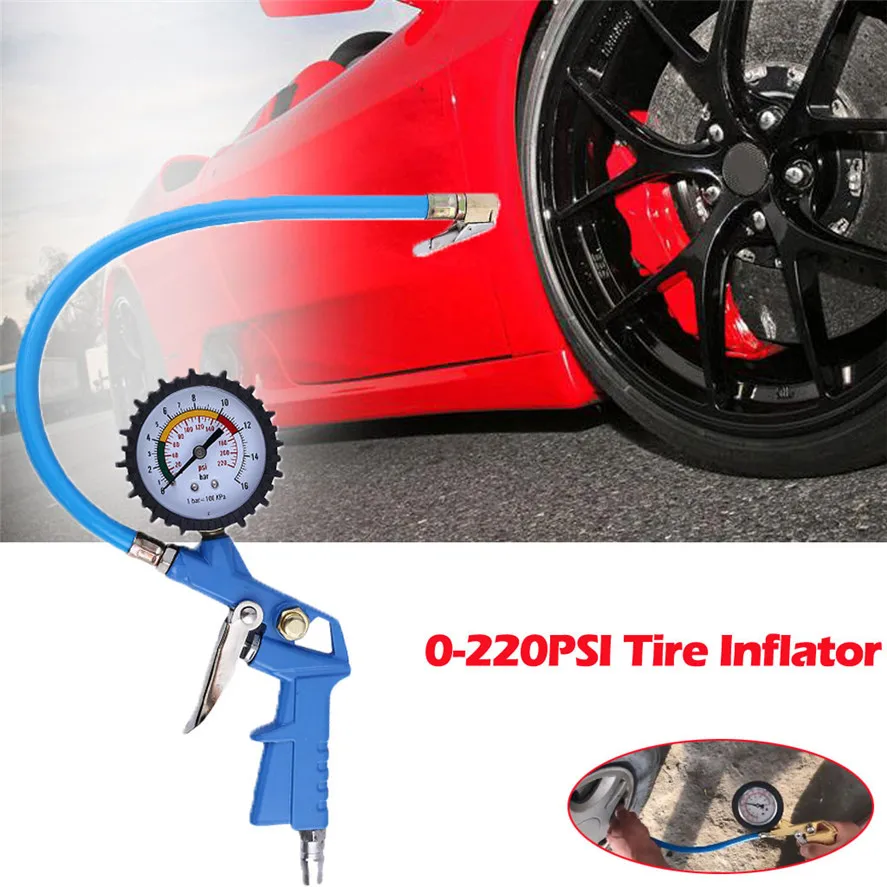 Автомобильный датчик давления в шине 1 шт. 0-220psi шинонасос с цифровым манометром давления воздуха патрон гибкий шланг 0731#20