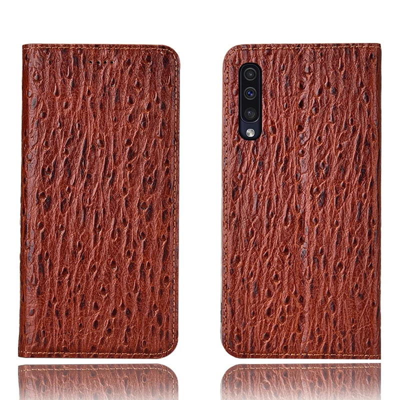 

Ostrich Pattern Genuine Leather Ultra Thin Card Slot Case For Samsung Galaxy A50/Samsung Galaxy A40 Magnetic Case Coque Funda