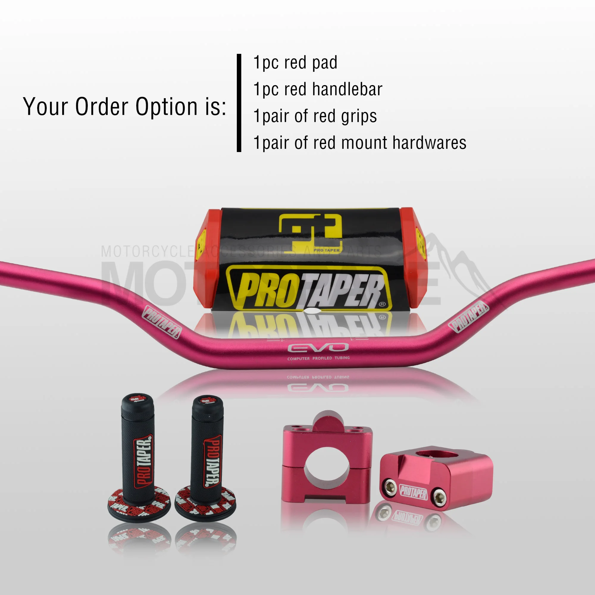 Red Full Kit Руль для Pro Taper Pack Bar 1-1/" Классическая дверная ручка бар колодки ручки Pit Pro Racing Dirt Pit Bike мотоцикл с адаптер cnc - Цвет: Red Full Kit