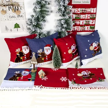 

Christmas decorations for home macrame embroidered cushion cover Santa Claus home decor New holiday decoration decorative covers