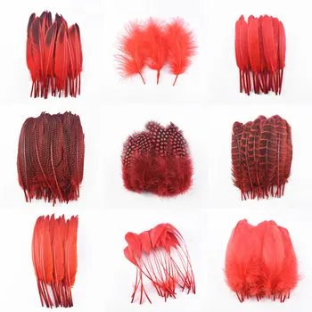

20pcs/Lot Red Rooster Goose Pheasant Feathers for Crafts Chicken Duck Peacock Father Ostrich Feathers Wedding Decoration Plumes