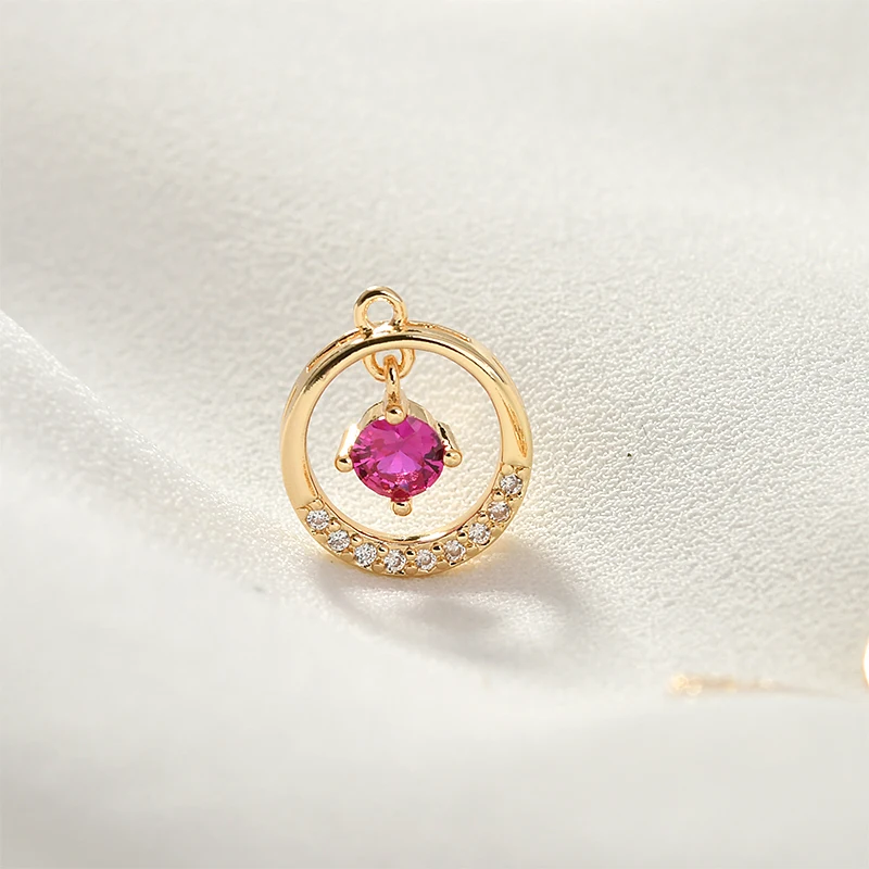 Круглый Кулон из циркона с медным покрытием 18K аксессуары настоящего золота DIY