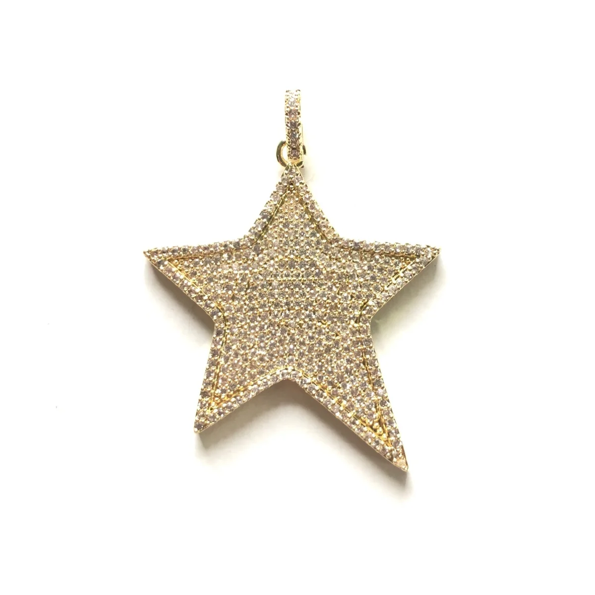 5pcs Big Size Zirconia Pave Star Charm Exquisite Gold-Plate Pendant for Women Bracelet Girl Necklace Making Handmade DIY Jewelry