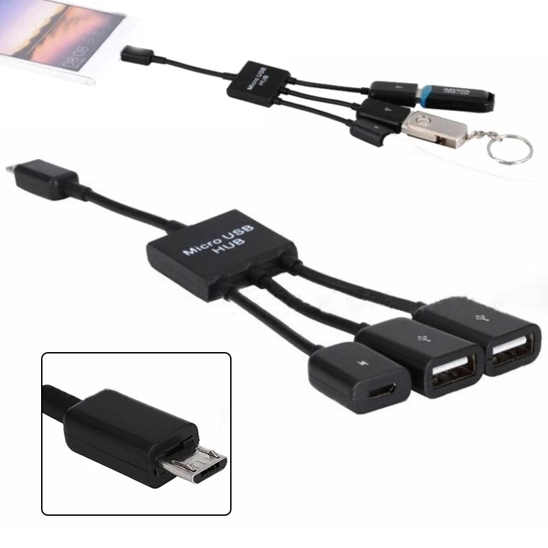 1 шт. 3 в 1 Micro USB 2,0 кабель адаптер Разъем питания зарядный концентратор для планшета