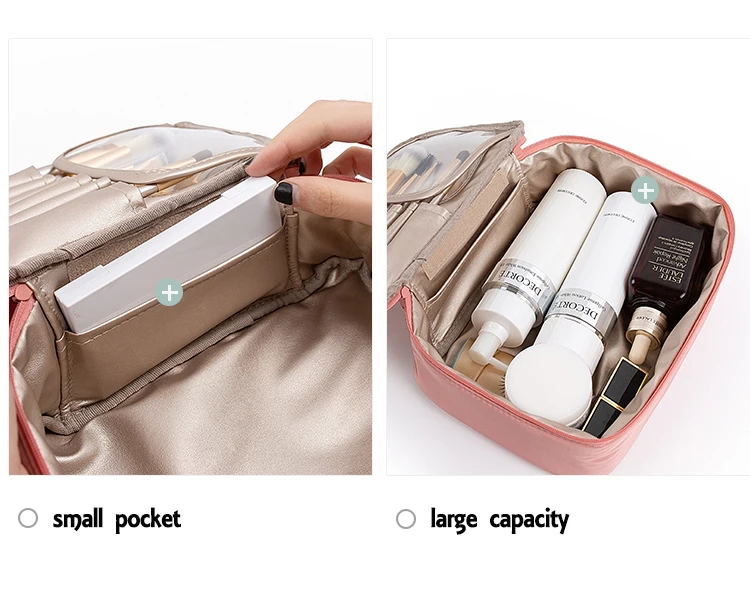 Large Capacity Zipper Cosmetic Bags Women's Makeup Case Lipstick Toiletry Tote Suitcase Makeup Bag Brush Organizer for Woman Tra