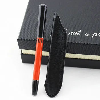 

Rotating metal ballpoint pen luxury ball pens steel bar oil pen commercial stationery For Office School Pen Leather pencil bag