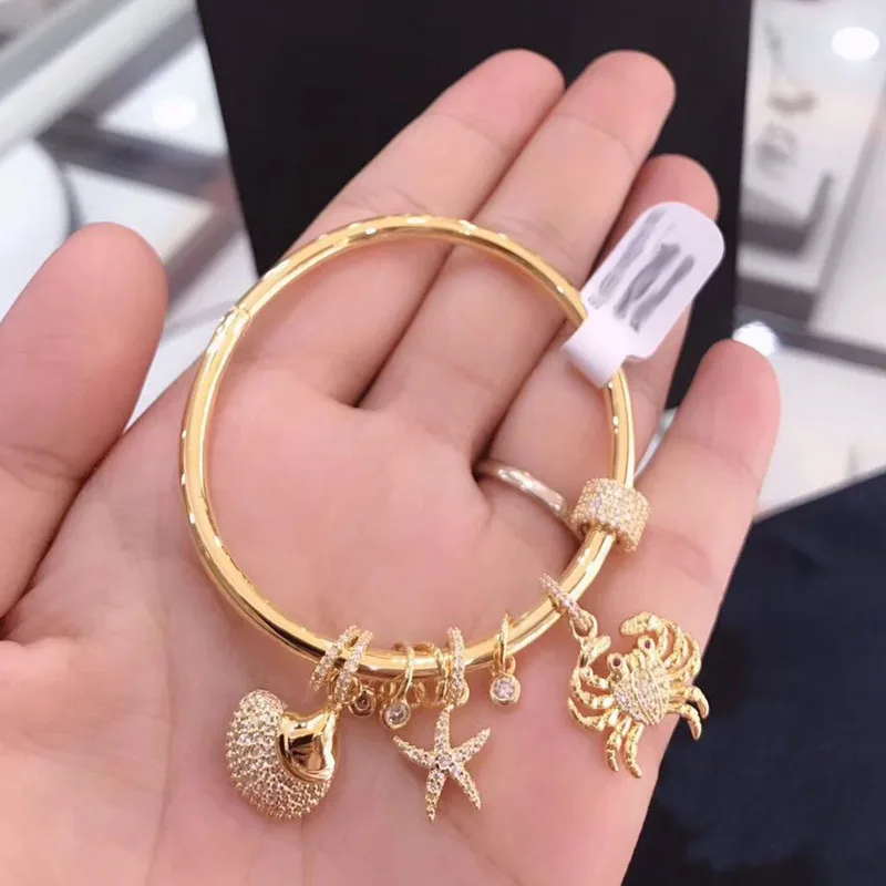 GODKI, роскошный золотой браслет с морскими животными, с ракушкой краба, звезда, богемные браслеты-манжеты для женщин, Femme, модное ювелирное изделие
