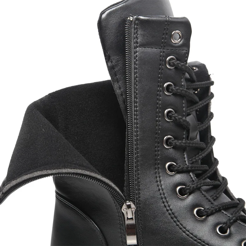 Брендовые армейские ботинки; мужские военные ботинки с цепочкой; мужские ботинки с черепом и металлической пряжкой на шнуровке; мужские панк-сапоги для езды на мотоцикле; Мужская обувь в стиле рок;