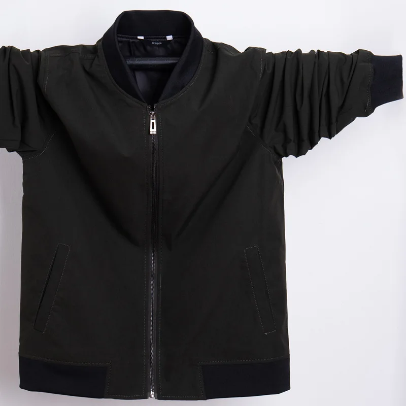 Новая Осенняя мужская куртка большого размера 5XL 6XL 7XL однотонная повседневная мужская куртка с длинными рукавами Свободная темно-синяя черная 120 кг 130 кг 140 кг