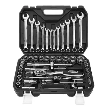

61PCS Professional Car Auto Automobile Motorcycle Repair Tool Ratchet Wrench Drive Socket Set with Plastic Toolbox Storage Case