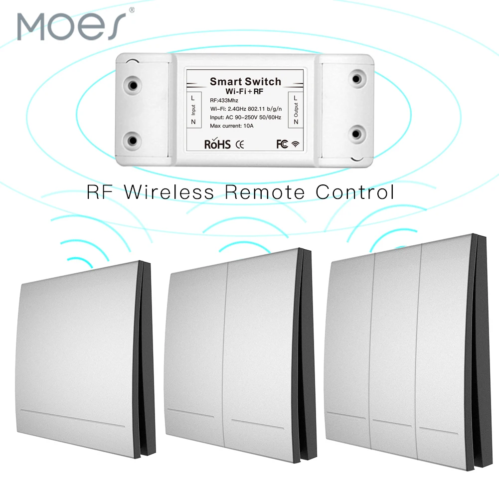 Настенная панель 86 Тип RF433 приемник Wifi беспроводной пульт дистанционного управления смарт-переключатель, умная жизнь/Tuya приложение, работает с Alexa Google Home