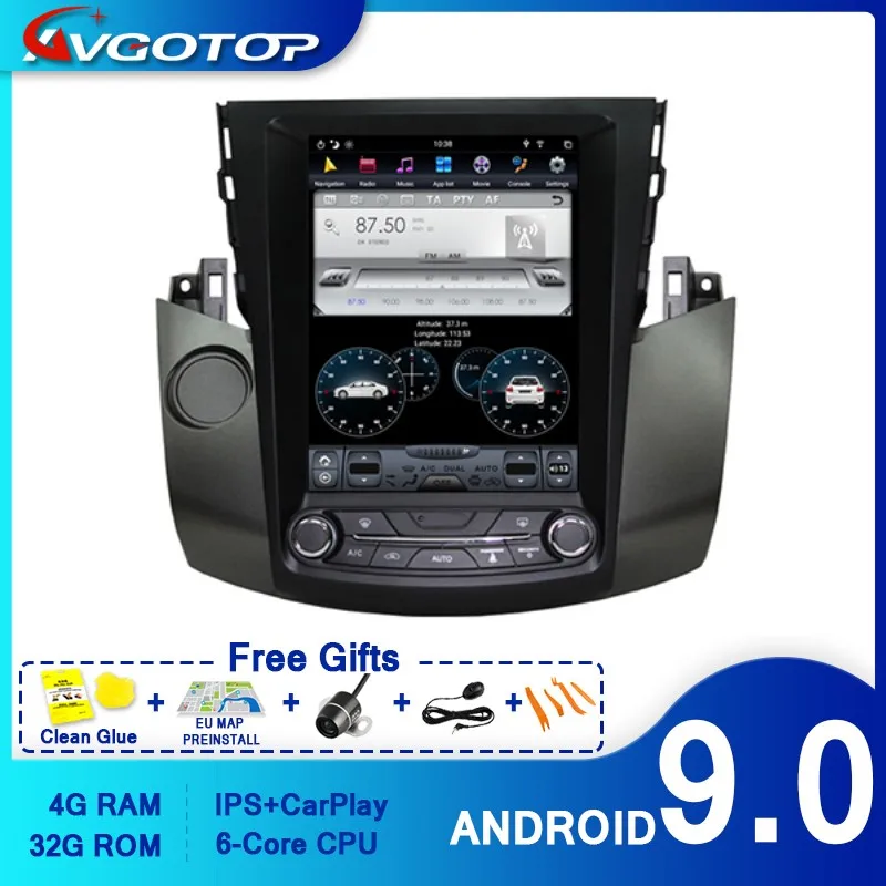 AVGOTOP Android 9 0 Tesla автомобильная аудиосистема Для TOYOYA RAV4 2009- 2012 AUTO AIR версия 6 ядер + 4G 32G