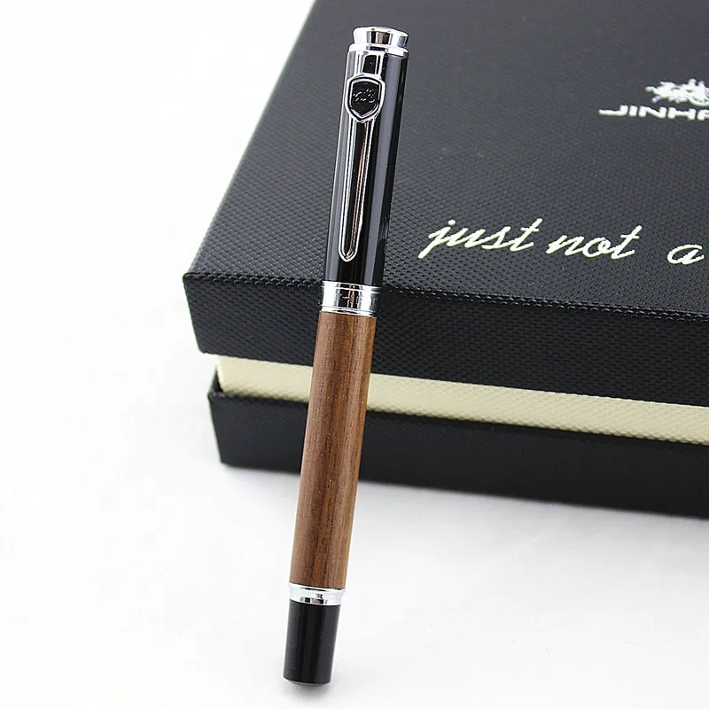 JINHAO 8802 Шариковая ручка Написание розового дерева мм 0,7 мм перо Роскошные чернила пополнения классический Исполнительный Бизнес Подарочная