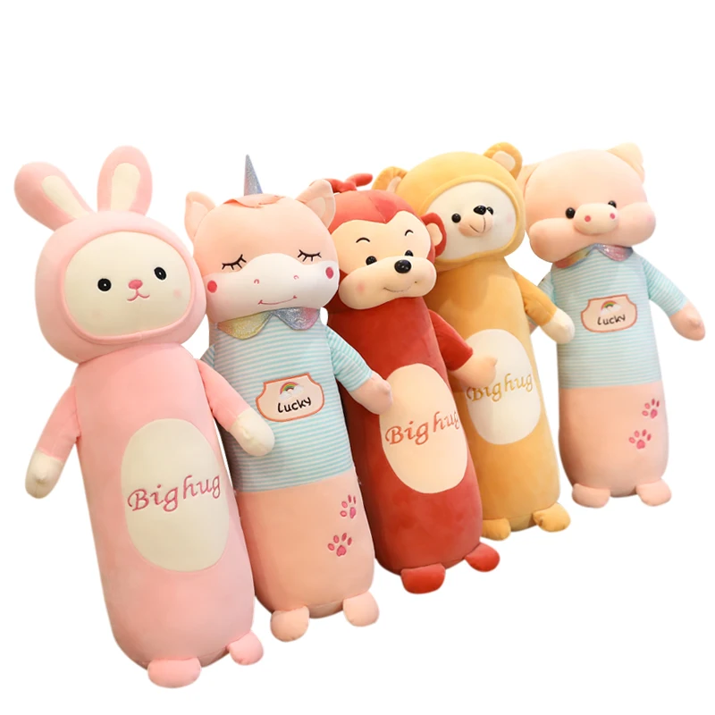 

Hot 65-120cm Cartoon Long Soft Pillow Unicorn Pig Rabbit Bear Monkey Plush Toys Cushion Sleep Pillow Girls Lovely Birthday Gift