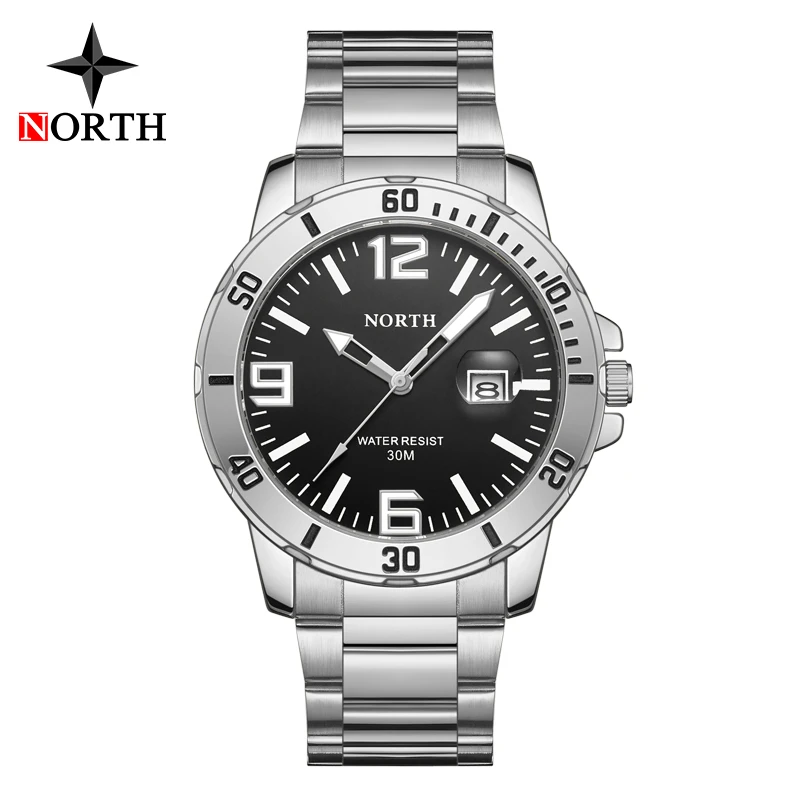 Роскошные Брендовые мужские новые часы NORTH Fashio водонепроницаемые спортивные