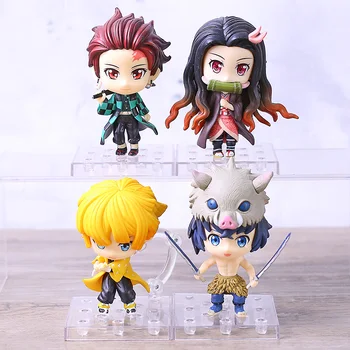 

Anime Kimetsu No Yaiba Kamado Tanjirou Nezuko Zenitsu Agatsuma Hashibira Inosuke Q Version PVC Figures Toys 4pcs/set