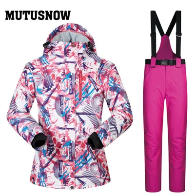 Color 7 Winter Suit Women Ski Suit Snowboard Jacket Pant Super Warm Female Windproof Waterproof Outdoor Sport Wear Hooded Skiing Coat - Цвет: Color 7