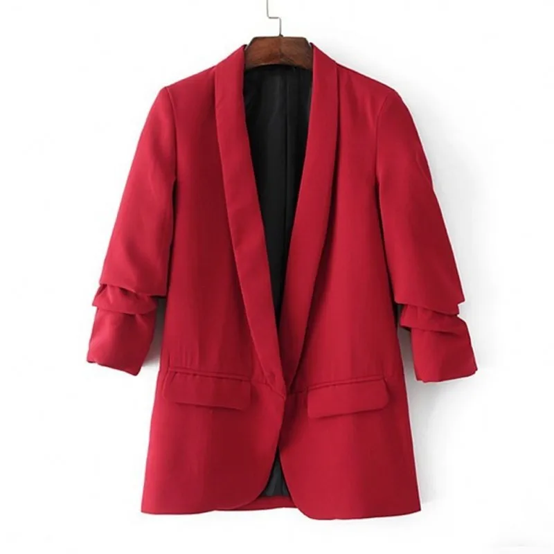 Элегантный женский Повседневный Блейзер Пальто Европейский Американский дизайн OL Женская куртка модный Женский блейзер красный розовый черный цвет