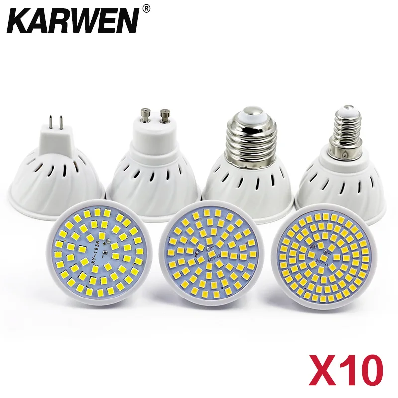 Светодиодная лампа MR16 GU10 E27 E14 220 в 240 В 2835 SMD 48 60 80 10 шт./лот | Лампы и освещение