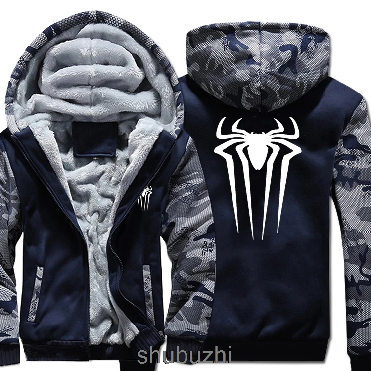 

New Spiderman Spider Web Unisex Cotton Zipper Coat Hoodies Side pockets Hoody Sweatshirts Outerwear