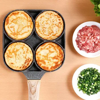 

Household Mini Fried Egg Mold Pot Poached Egg Hamburger Egg Dumpling Pan Four-hole Fried Egg Pan Flat Bottom Non-stick Pan
