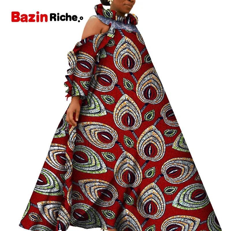 Африканские платья для женщин Bazin Riche африканская одежда Принт Свободные Длинные платья Дашики африканская одежда для женщин Vestidos WY5605 - Цвет: 19