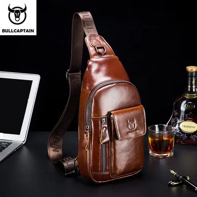 Coffee S BULLCAPTAIN, натуральная кожа, мужская сумка-мессенджер, мужская сумка на плечо, повседневная сумка через плечо, модная мужская сумка, мужская нагрудная сумка - Цвет: Coffee S