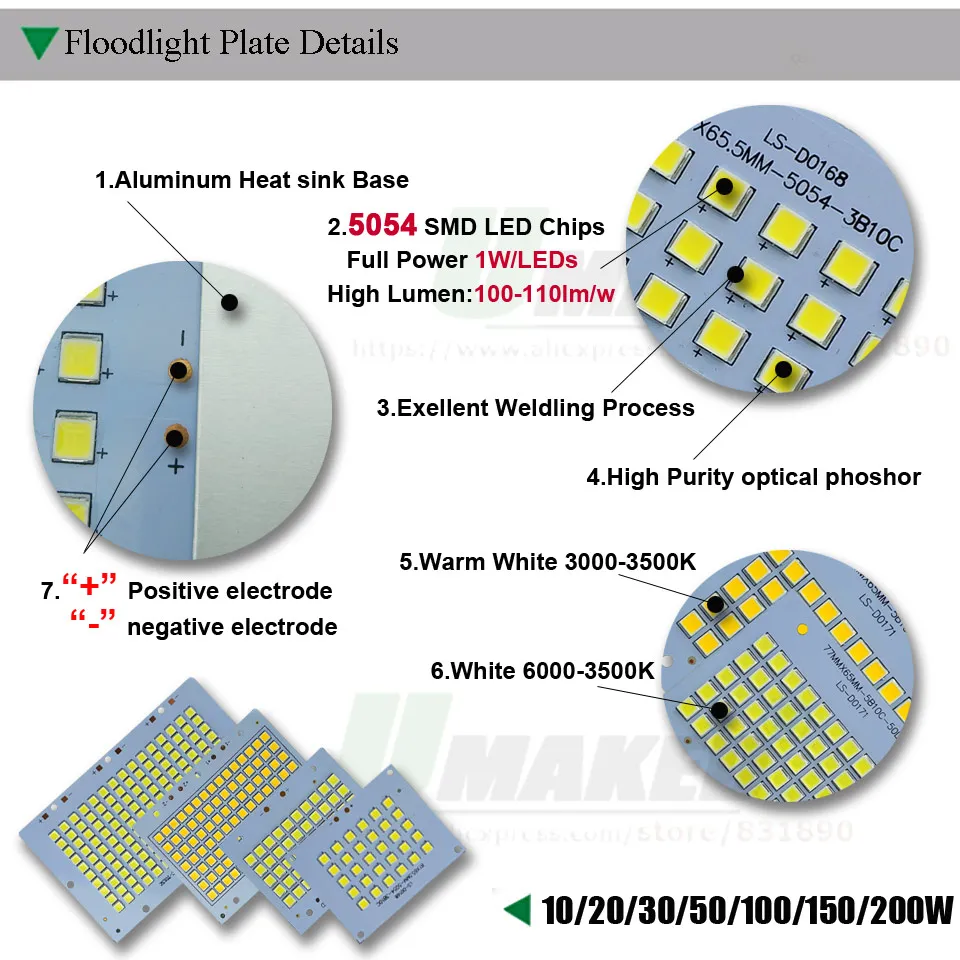 1 шт. светодиодный PCB SMD5054 установка прожекторов алюминиевая пластина светодиодный радиатор Borad 10-300 Вт световая панель для Светодиодный наружный прожектор лампа