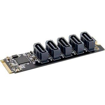 

PCIe X2 M.2 Key M to 5-Port SATA 3.0 Adapter Card NGFF NVME to SATA3.0 Converter Card JMB585 Chipset 6 Gbps