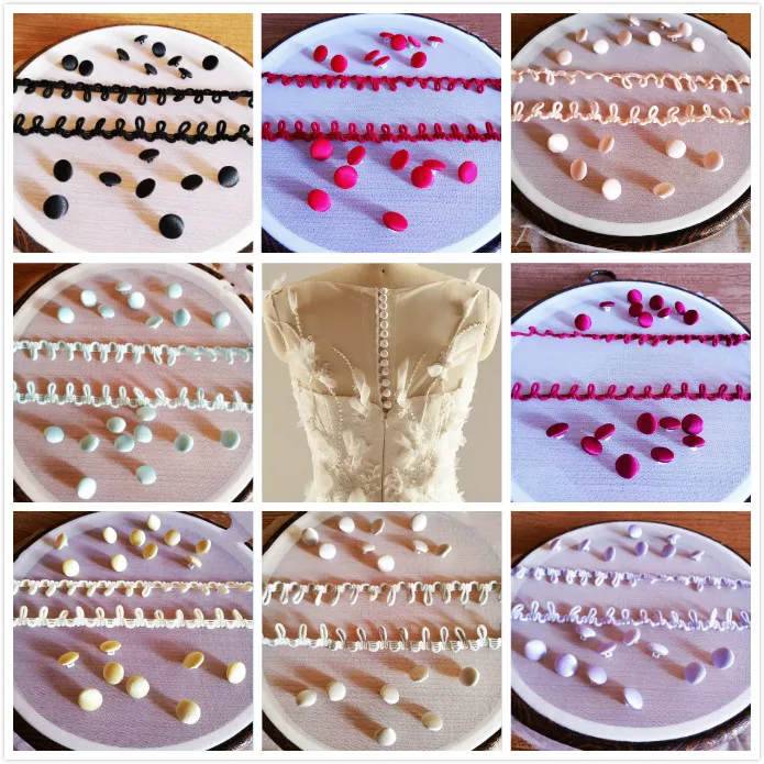 50Pcs/Lot Colorful Satin Cloth Button Wedding Dress Back Coat Shirt Diy Clothes Decoration (Send 1M Same Color Buckle Rope ) 2