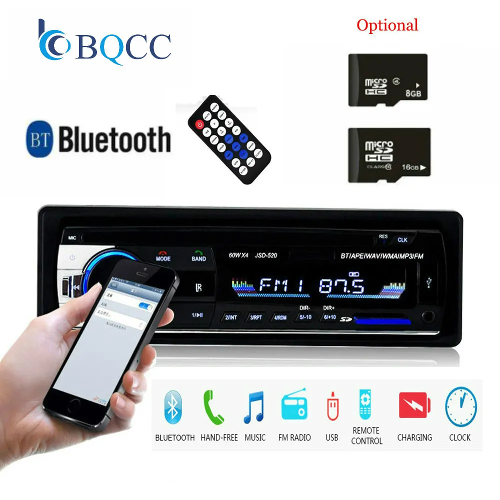 1 Din JSD 520 Bluetooth радио SD MP3 плеер автомобиля Радио Стерео FM/USB/Радио дистанционное