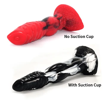 YOCY Big Animal Dildo Colorful Fantasy Silicone Toy Realistic Wolf Dog Penis Cock Knot Masturbators Anal Plug Erotic BDSM Game 6