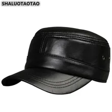 SHALUOTAOTAO, регулируемый размер, натуральная кожа, шапка, качественная, овчина, военные шапки для мужчин, Осень-зима, трендовые бренды, плоская кепка, новинка