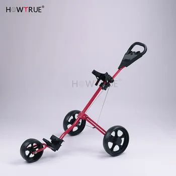 

Foldable Golf Trolley, Golf Push Cart with Adjustable Push Handle, Foot Brake, and Scorecard, 3 Wheel Push Pull Golf Cart