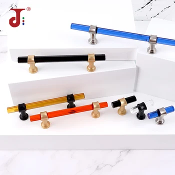 

5 Colors Simple Style Handle Cabinet Crystal Kitchen Knobs Pull Handles for Furniture Glass Door Handles for Cabinet