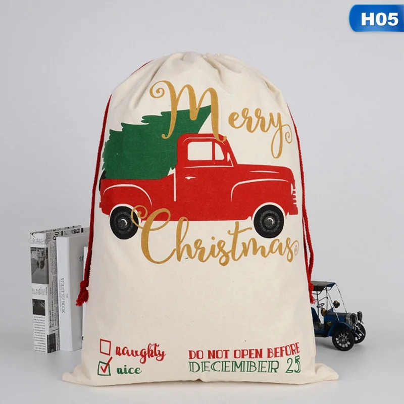 New Year Gift Santa Sacks Personalized Large Santa Claus Bag Custom Christmas Canvas Gift Bags Drawstring Cotton Santa Luvy - Цвет: 5