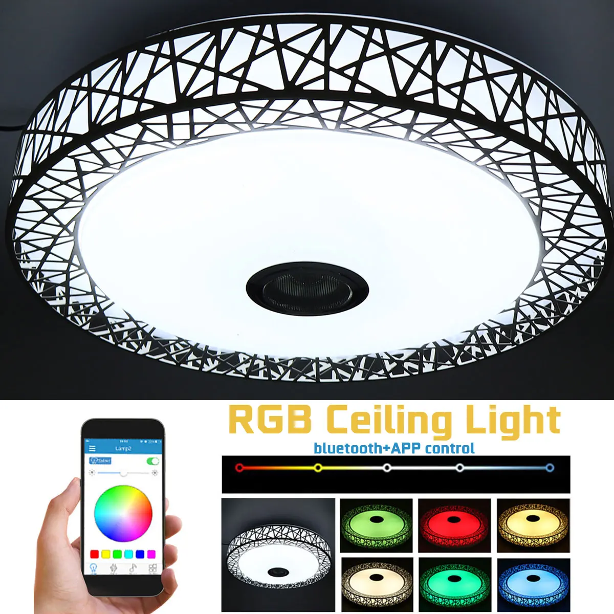 

36W RGB Music LED Ceiling Lamp Light APP bluetooth Control Changing Dimmable 110-265V Metal Acrylic Fixture Ceiling Lights
