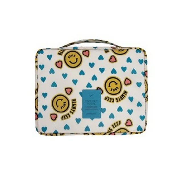 Multifunction Travel Cosmetic Bag Women Makeup Bags Toiletries Organizer Waterproof Female Storage Make Up Cases Wholesale - Цвет: Yellow smiley face