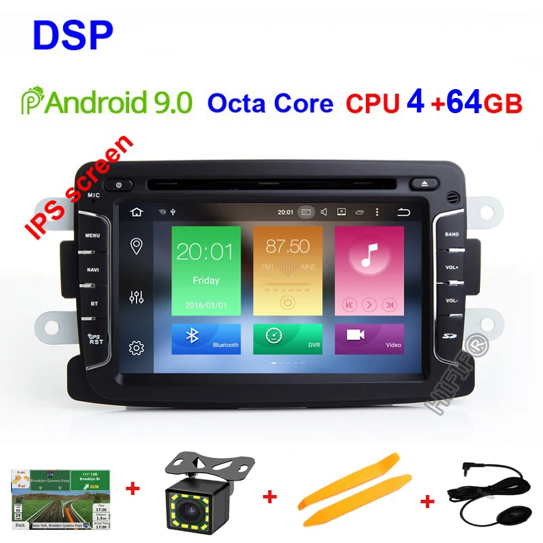 4G RAM 64G ROM DSP Восьмиядерный android 9,0 автомобильный dvd для Dacia Lodgy Logan, Duster Sandero с 2 din радио gps видео wifi навигация мультимедийный плеер - Цвет: 4G RAM 64G ROM DSP