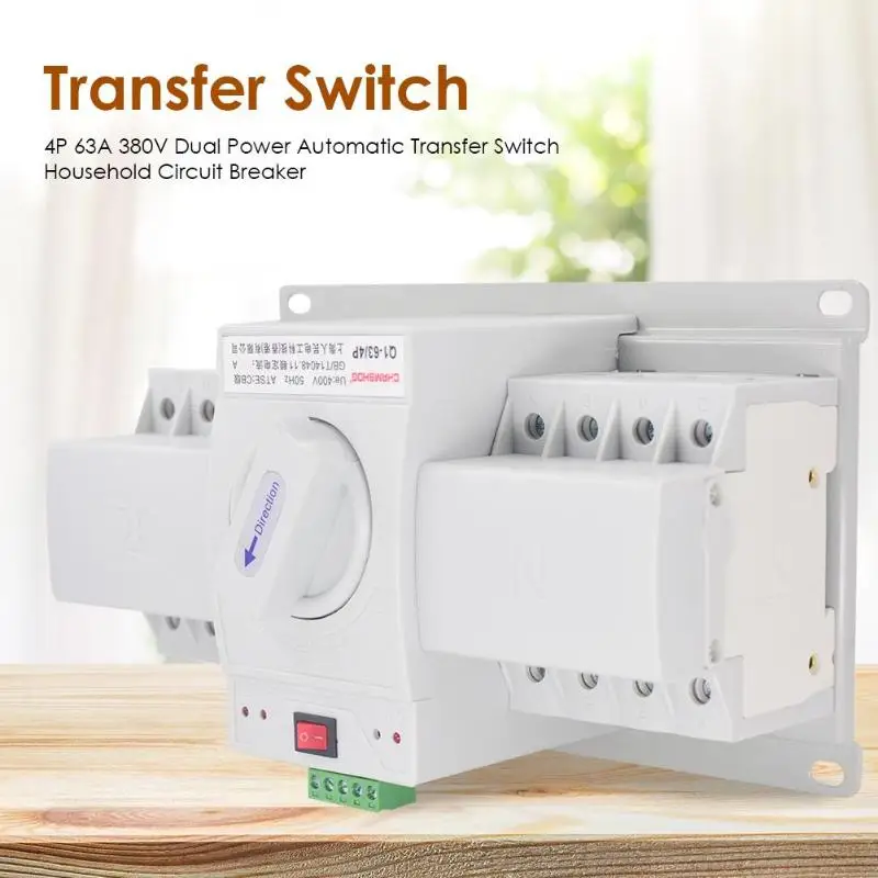 

2/4P 63A 230/380V Micro Circuit Breaker Dual Power Automatic Transfer Switch Household Electrical Selector Equipment