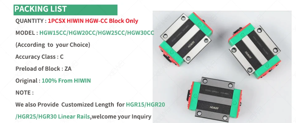 Линейная направляющая HIWIN блок HGW15CC HGW20CA HGW20CC HGW25CC HGW30CC фланцевые каретки для HGR15 HGR20 линейные направляющие рельсы