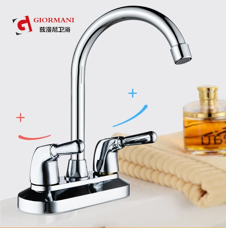 

Basin Two Handlers And Two Holes Double Control Faucet Cold Heat Wash Basin Rotatable Toilet Sink Drop-in Sink Faucet