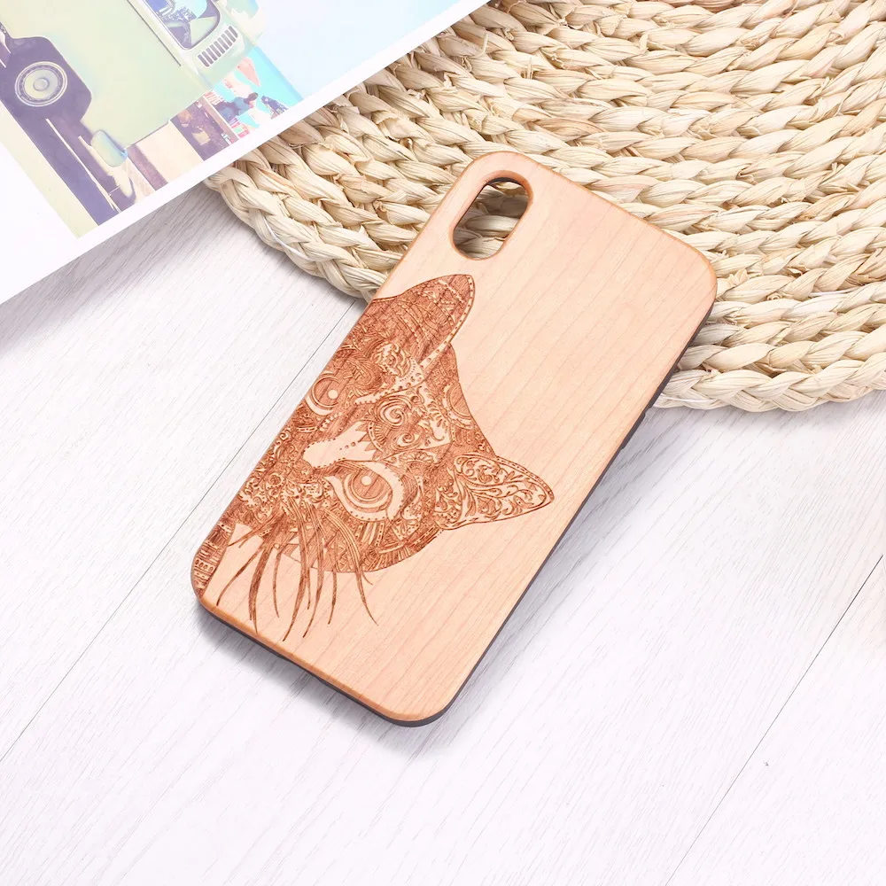 Henna Cat Zen гравировка на дереве Футляр для телефона Funda для iPhone 6 6S 6Plus 7 7Plus 8 8Plus XR X XS Max 11 Pro Max