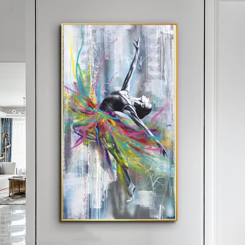 

Ballet Girl Graffiti Art Canvas Painting on The Wall Posters and Prints Abstract Dancing Ballerina Wall Art Picture Home Decor