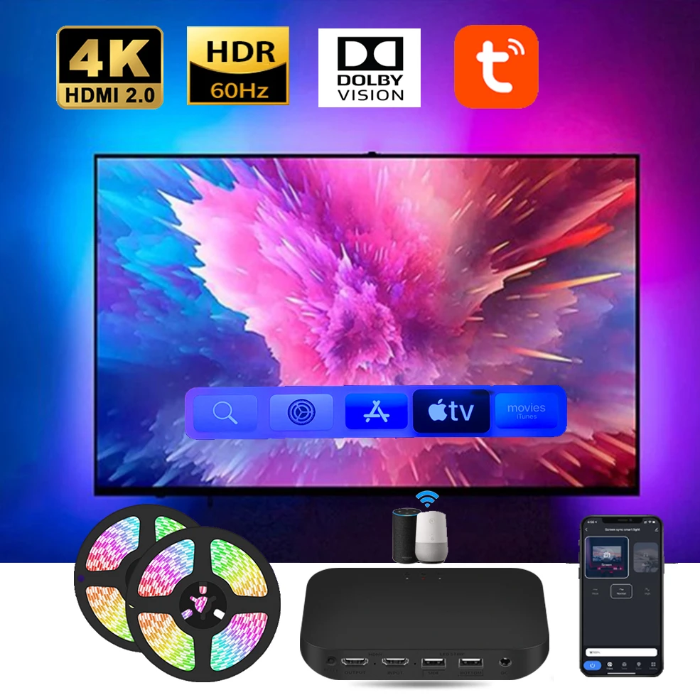 Led-подсветка для смарт-ТВ 4K HDMI 2 0 Wifi Alexa голосовое управление | Лампы и освещение