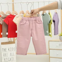 Детская одежда для мужчин и женщин; коллекция года; сезон весна; стиль; детские джинсы в Корейском стиле; свободные брюки; N167