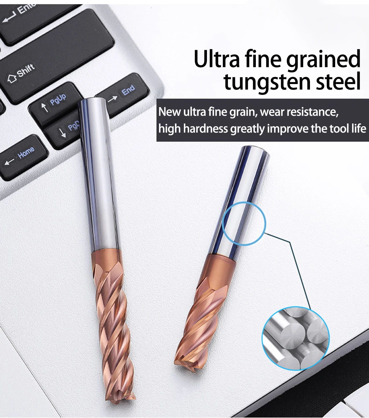 HRC55 Hartmetall-schaftfräser 1 2 4 5 6 8 10 12mm 4 Flöten Fräser Schneiden Eisen Cutter CNC Bearbeitung CNC Schaftfräser Fräser – Detail 5