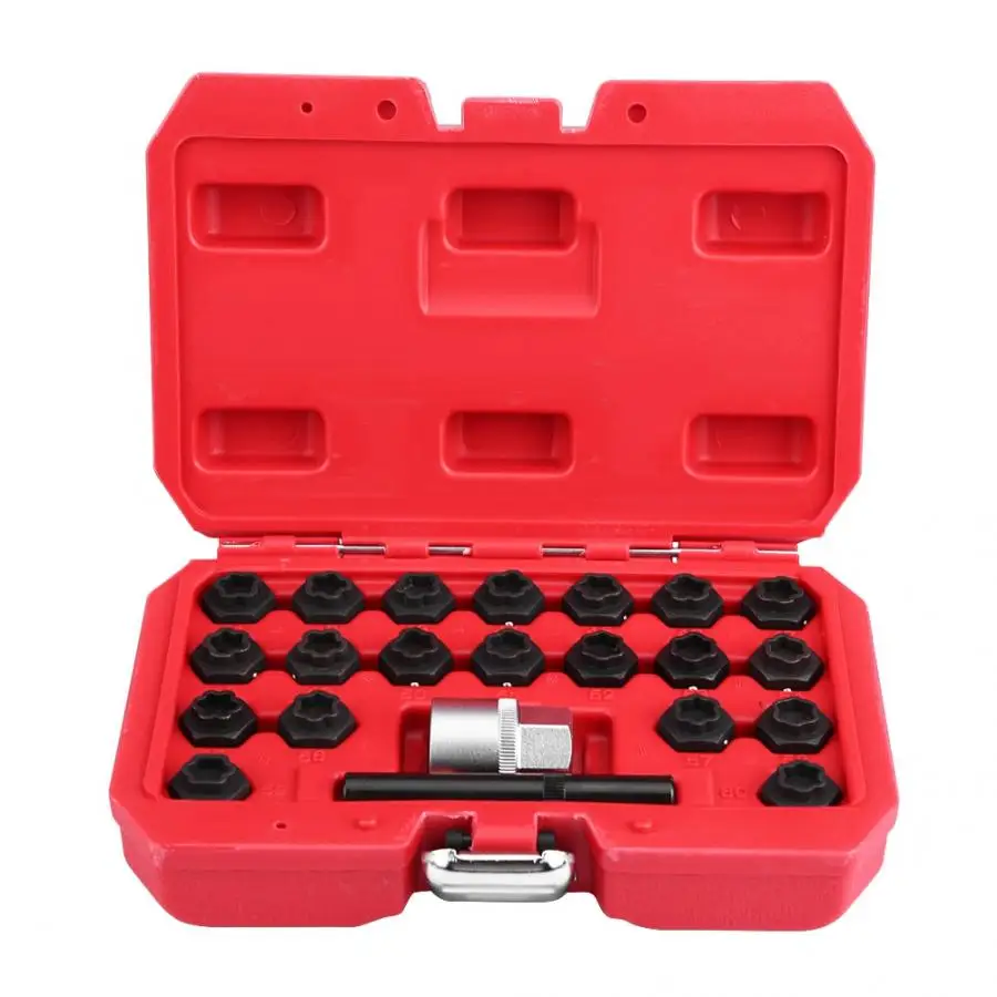 

Wheel Locking Keys Tire Repair 22 pcs Alloy Steel Anti Theft Screw Sleeve Locking Wheel Nut Keys Socket Set for Auto Repair