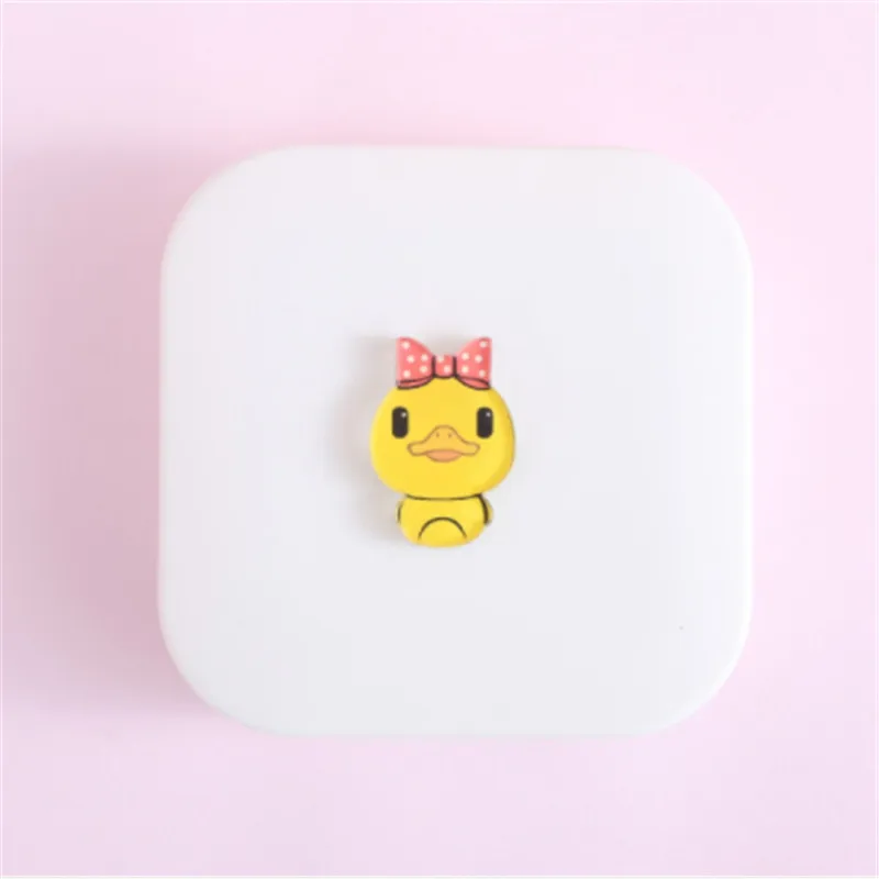 Duck 1 шт. милый мультфильм девушка сердце контейнер для контактных линз St tudent мягкие младшие сестры очки коробка красивый футляр для учеников кормящих - Цвет: Duck